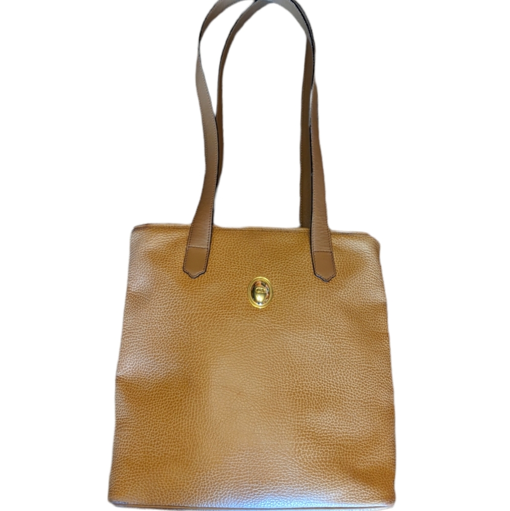 Vintage Christian Dior shoulder bag pebbled, camel - colored leather